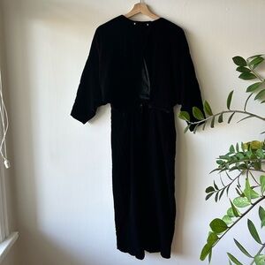 Vintage Velvet Batwing + open back Dress with Pockets Size Medium